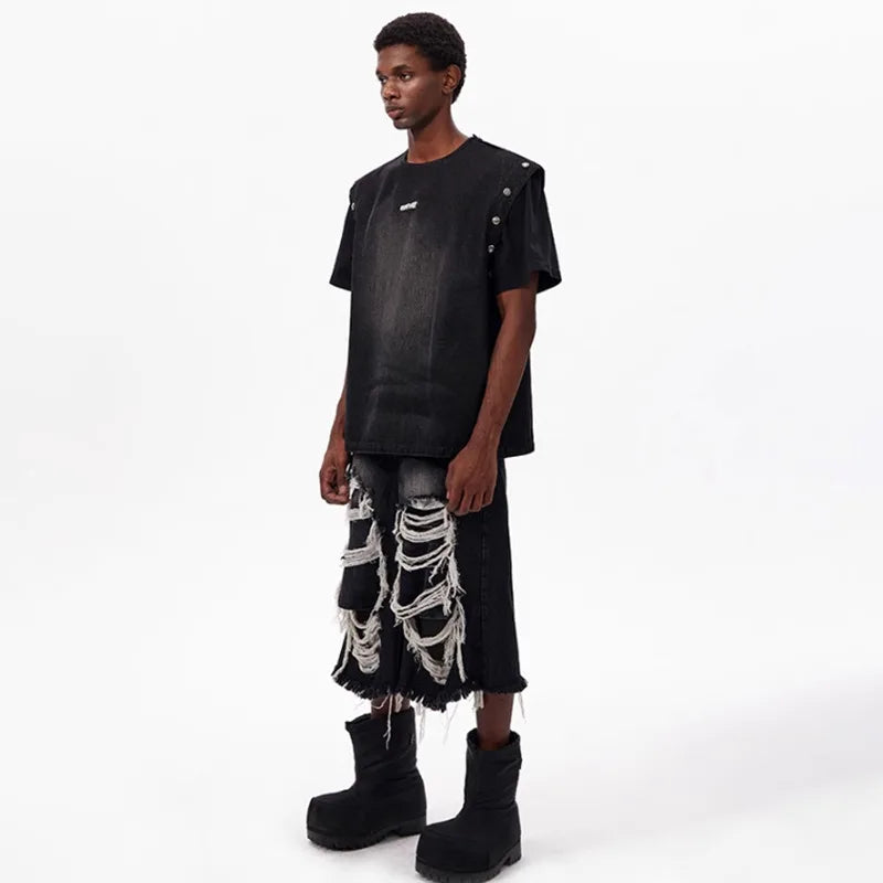 Streetwear Broken Hole Denim Jorts