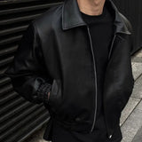 Trendy Loose Zipper PU Leather Motorcycle Jacket