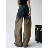 Women Rasty Gradient Color Loose High Waist Jeans