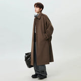 Lightweight Plaid Single Breasted With Belt Woolen Coat