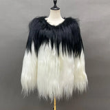 Luxury Mixed Color Goat Faux Fur Wool Jacket