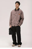 Warm Contrast Collar Loose Fit Casual Jacket