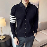 Spring Contrast Striped Classic Cardigan