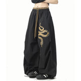 Y2K Vintage Gold Snake Black Loose Sweatpants