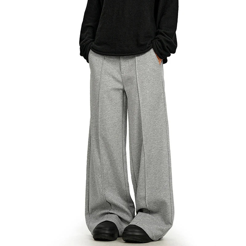 American Style Simple Solid Color Wide Leg Sweatpants