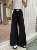 Deconstructed Loose Wide Leg Button Pants