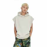 Heavyweight Casual Rolled Edge Sleeveles Hoodie