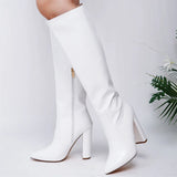 Luxury-Inspired Zip Detail Knee High Boots