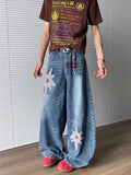 Star Embroidery Baggy Stacked Hip Hop Jeans