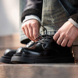 Versatile Black Casual Leather Shoes