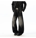 Durable Contrast Color Curved Knife Wide-Leg Jeans