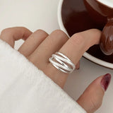 Edgy Geometric Multilayer Matte Ring