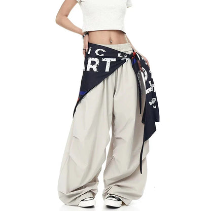 Cool High Waist Patchwork Wide Leg Pants