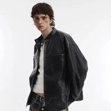 Handsome Retro Leather Zipper Jacket