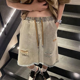 Button Zipper Pocket Fashionable Loose Shorts
