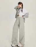 Solid Color High Waist Wide Sweatpants