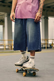 American Streetwear Two Tone Washed Denim Jorts
