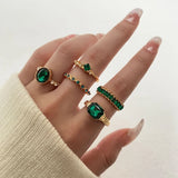 Y2K Soft Gemstone Heart Rings