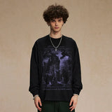 Scary Castle Graphic Long Sleeve T-Shirt