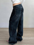 Dark Blue Loose Fit Straight Jeans