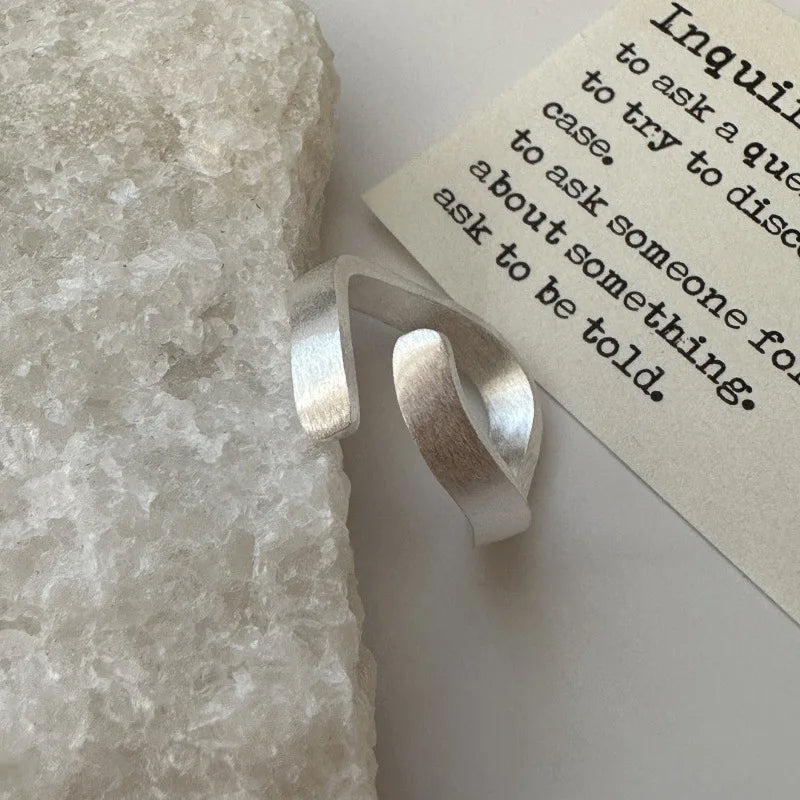 Geometric Asymmetric Matte Sterling Silver Ring