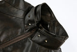 Retro Rivets Stand Collar Motorcycle Leather Vest