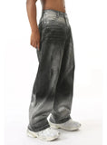 Vintage Washed Black Gray Gradient Jeans