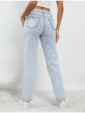 Versatile Everyday Mid-Waisted Light Blue Jeans