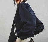 Women Color Blocking Embroidered Baseball Jacket