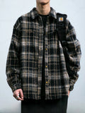 Plaid Woolen Embroidered Casual Shirt