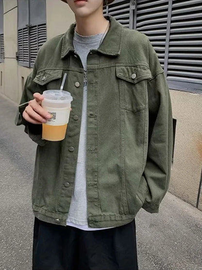 Classic Cozy Cool Green Korean Denim Jacket