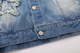 Embroidery Star Patch Washed Denim Jacket
