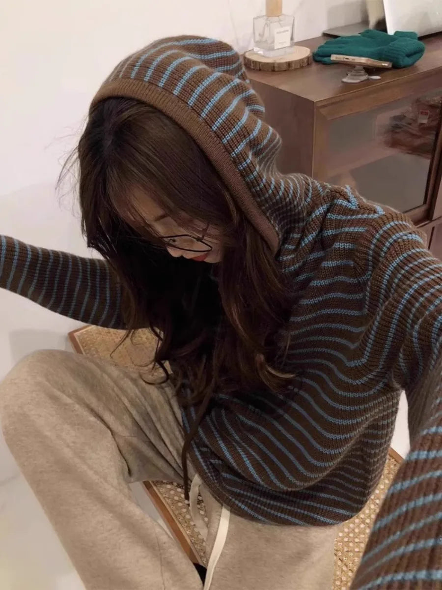 Cozy Striped Knitted Hoodie