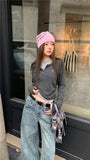 Y2K Long-Sleeve Button Women's T-Shirt