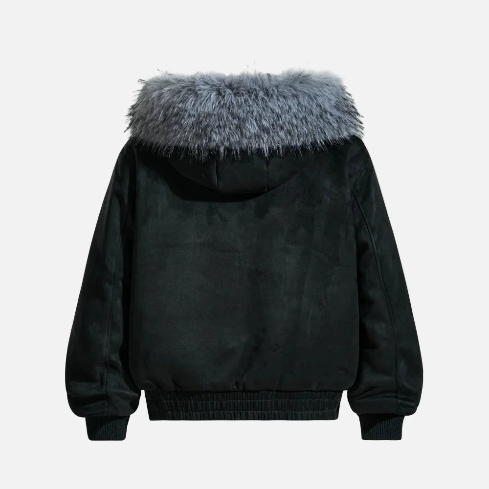 Thick Fleece with Pockets Fur Hooded Jacket