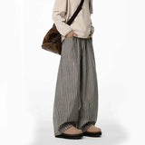 Streetwear Vintage Japanese Style Black Striped Pants