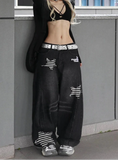 Flattering Y2K Japanese Star Embroidered Denim Jeans