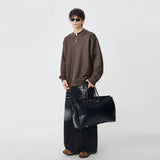 Streetwear Winter Mock Neck Knit Sweatshirt