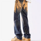 Vintage Streetwear Gradient Tie Dye Distressed Jeans