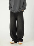 Solid Washed Distressed Wide Leg Jeans