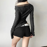 Dark Punk Mesh Patchwork Long T-Shirt