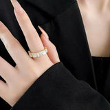 Luxury Zircon Opal Gold Open Ring
