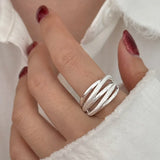 Edgy Geometric Multilayer Matte Ring