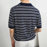 Men's Comfort Luxury Knitted Striped Polo T-Shirt