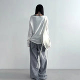 Vintage Graphic Printing Skew Collar Sweater