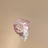 Elegant Floral Glass Bead Stretch Ring