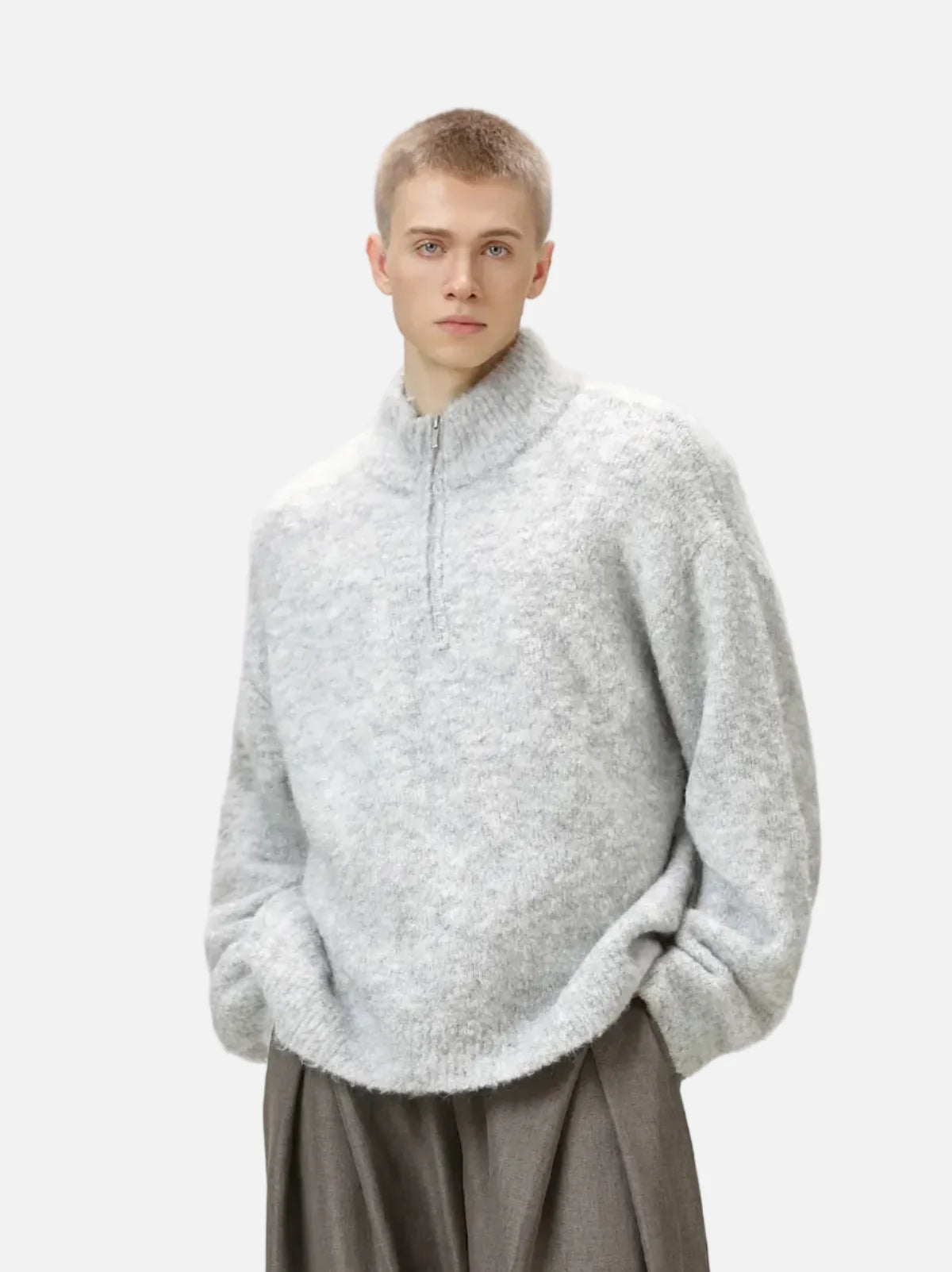 Y2K Cozy Thickened Half Zip Knitted Sweater