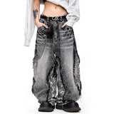 Men Classic Cut Burr Patchwork Baggy Jeans