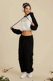 Women's Brick Color Block Cropped Hoodie