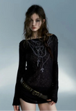 Black Gothic Off-shoulder Long Sleeved Top